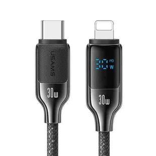 USAMS SJ741 30W USB-C / Type-C to 8 Pin Zinc Alloy Digital Display Fast Data Cable, Length: 1.2m(Gun Color)