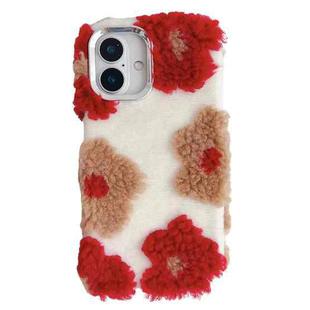 For iPhone 16 Plus Jacquard Plush TPU Phone Case(Red)