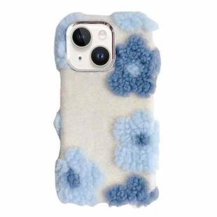 For iPhone 15 Plus Jacquard Plush TPU Phone Case(Blue)