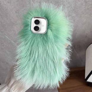 For iPhone 16 Wool Long Plush TPU Phone Case(Green)