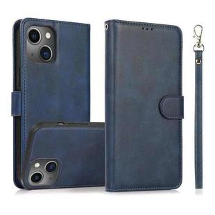 For iPhone 15 Calf Texture 2 in 1 Detachable Magnetic Back Cover Leather Case(Blue)