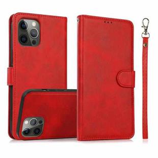 For iPhone 15 Pro Max Calf Texture 2 in 1 Detachable Magnetic Back Cover Leather Case(Red)