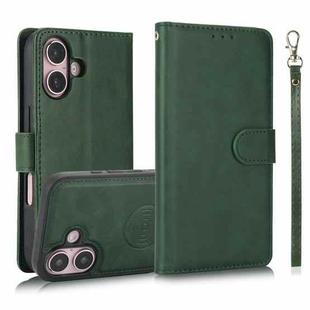 For iPhone 16 Calf Texture 2 in 1 Detachable Magnetic Back Cover Leather Case(Green)