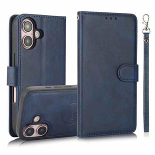 For iPhone 16 Plus Calf Texture 2 in 1 Detachable Magnetic Back Cover Leather Case(Blue)