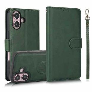 For iPhone 16 Plus Calf Texture 2 in 1 Detachable Magnetic Back Cover Leather Case(Green)