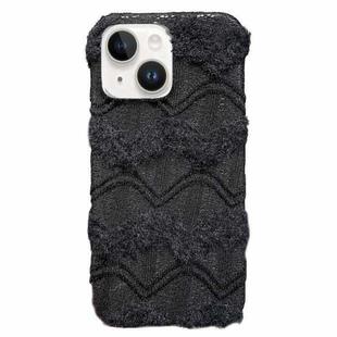 For iPhone 14 Plus M-texture Plush TPU Phone Case(Black)