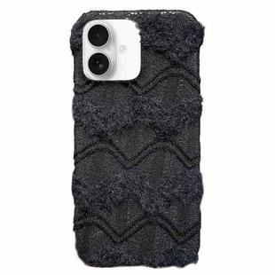 For iPhone 16 M-texture Plush TPU Phone Case(Black)