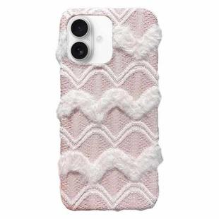 For iPhone 16 Plus M-texture Plush TPU Phone Case(Pink)