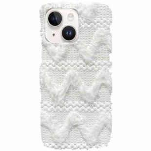 For iPhone 13 W-texture Plush TPU Phone Case(White)