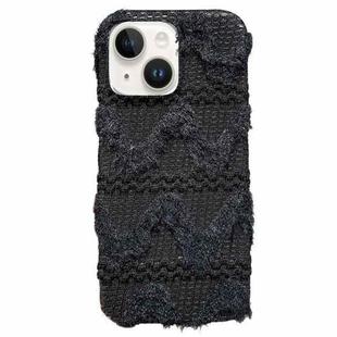 For iPhone 13 W-texture Plush TPU Phone Case(Black)