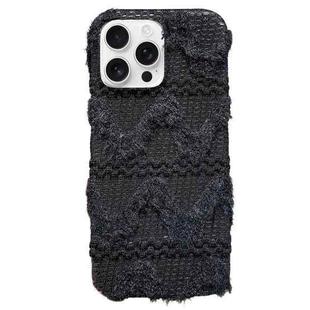 For iPhone 13 Pro W-texture Plush TPU Phone Case(Black)