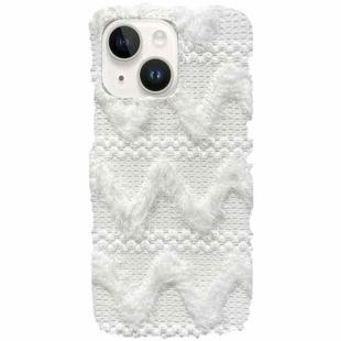 For iPhone 15 Plus W-texture Plush TPU Phone Case(White)