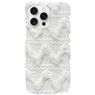 For iPhone 15 Pro Max W-texture Plush TPU Phone Case(White)