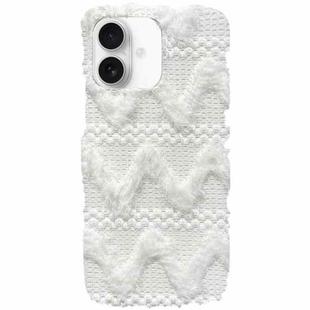 For iPhone 16 W-texture Plush TPU Phone Case(White)