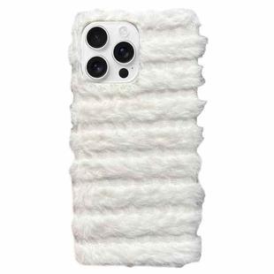 For iPhone 13 Pro Horizontal Striped Plush TPU Phone Case(White)