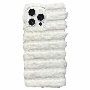 For iPhone 13 Pro Max Horizontal Striped Plush TPU Phone Case(White)