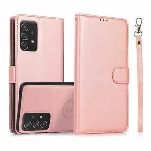 For Samsung Galaxy A73 5G Calf Texture 2 in 1 Detachable Magnetic Back Cover Leather Case(Rose Gold)