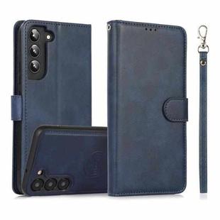 For Samsung Galaxy S23 5G Calf Texture 2 in 1 Detachable Magnetic Back Cover Leather Case(Blue)