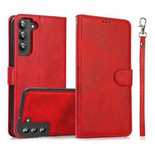 For Samsung Galaxy S22+ 5G Calf Texture 2 in 1 Detachable Magnetic Back Cover Leather Case(Red)