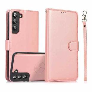 For Samsung Galaxy S22+ 5G Calf Texture 2 in 1 Detachable Magnetic Back Cover Leather Case(Rose Gold)