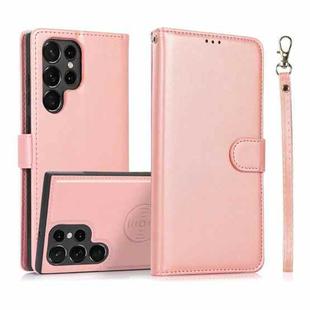 For Samsung Galaxy S23 Ultra 5G Calf Texture 2 in 1 Detachable Magnetic Back Cover Leather Case(Rose Gold)