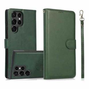 For Samsung Galaxy S23 Ultra 5G Calf Texture 2 in 1 Detachable Magnetic Back Cover Leather Case(Green)