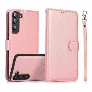 For Samsung Galaxy S23+ 5G Calf Texture 2 in 1 Detachable Magnetic Back Cover Leather Case(Rose Gold)