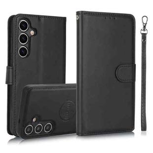 For Samsung Galaxy S24+ 5G Calf Texture 2 in 1 Detachable Magnetic Back Cover Leather Case(Black)