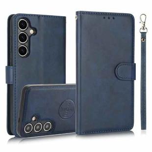 For Samsung Galaxy S24+ 5G Calf Texture 2 in 1 Detachable Magnetic Back Cover Leather Case(Blue)