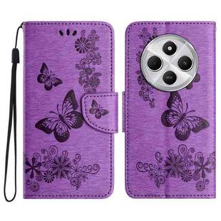 For Redmi 14C Butterfly Embossed Flip Leather Phone Case(Purple)