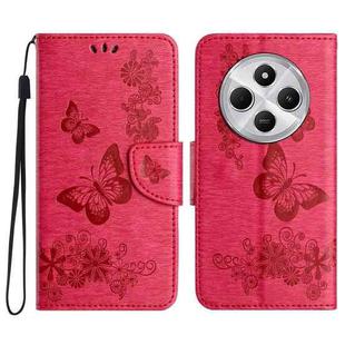 For Redmi 14C Butterfly Embossed Flip Leather Phone Case(Red)