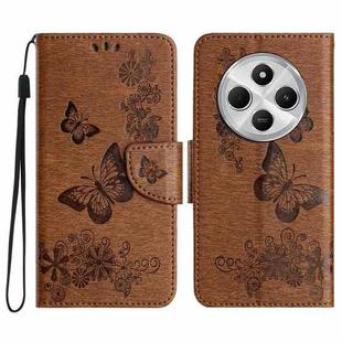 For Redmi 14C Butterfly Embossed Flip Leather Phone Case(Brown)