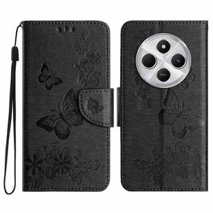 For Redmi 14C Butterfly Embossed Flip Leather Phone Case(Black)