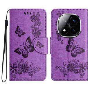 For Redmi Note 14 Pro+ 5G Butterfly Embossed Flip Leather Phone Case(Purple)