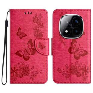 For Redmi Note 14 Pro+ 5G Butterfly Embossed Flip Leather Phone Case(Red)