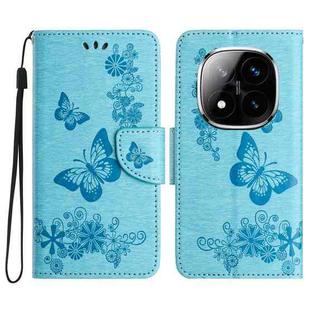 For Redmi Note 14 Pro+ 5G Butterfly Embossed Flip Leather Phone Case(Blue)