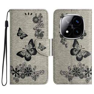 For Redmi Note 14 Pro+ 5G Butterfly Embossed Flip Leather Phone Case(Grey)