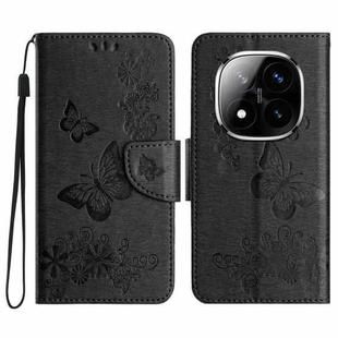 For Redmi Note 14 Pro+ 5G Butterfly Embossed Flip Leather Phone Case(Black)