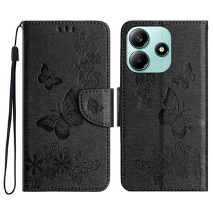 For Redmi Note 14 5G Butterfly Embossed Flip Leather Phone Case(Black)