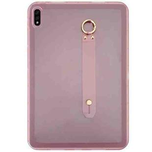 For Samsung Galaxy Tab S9 / S8 / S7 Wristband Holder PC Hybrid TPU Soft Tablet Case(Pink)