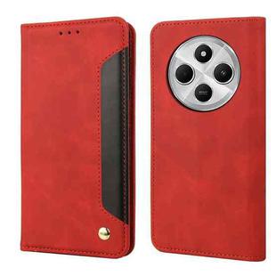 For Redmi 14C Skin Feel Splicing Leather Phone Case(Red)