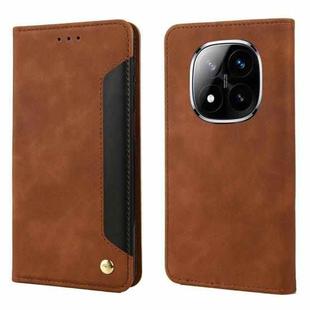 For Redmi Note 14 Pro+ 5G Skin Feel Splicing Leather Phone Case(Brown)