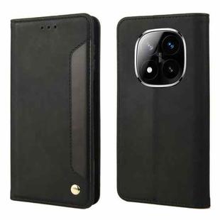 For Redmi Note 14 Pro+ 5G Skin Feel Splicing Leather Phone Case(Black)