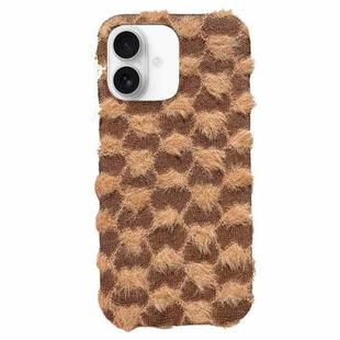 For iPhone 16 Dot Plush TPU Phone Case(Brown)