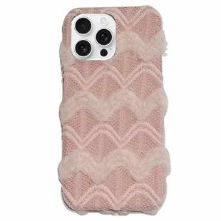 For iPhone 16 Pro Lace Striped Plush TPU Phone Case(Pink)