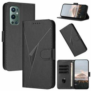 For OnePlus 9 Pro Triangle Pattern Buckle Clasp Leather Phone Case(Black)