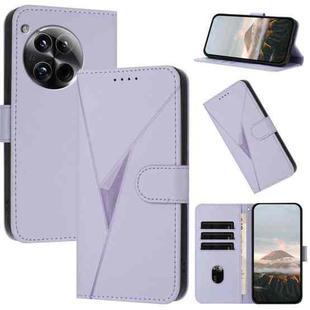 For OnePlus 12 Triangle Pattern Buckle Clasp Leather Phone Case(Light Purple)