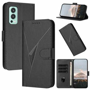 For OnePlus Nord 2 5G Triangle Pattern Buckle Clasp Leather Phone Case(Black)