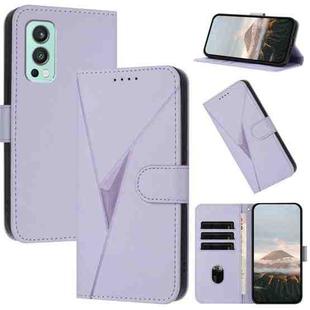 For OnePlus Nord 2 5G Triangle Pattern Buckle Clasp Leather Phone Case(Light Purple)