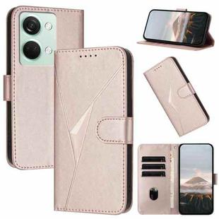 For OnePlus Nord 3 Triangle Pattern Buckle Clasp Leather Phone Case(Rose Gold)